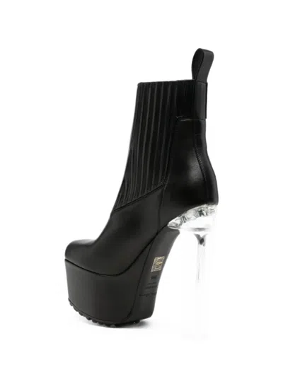 Rick Owens Leather Platform Ankle Boots In Black