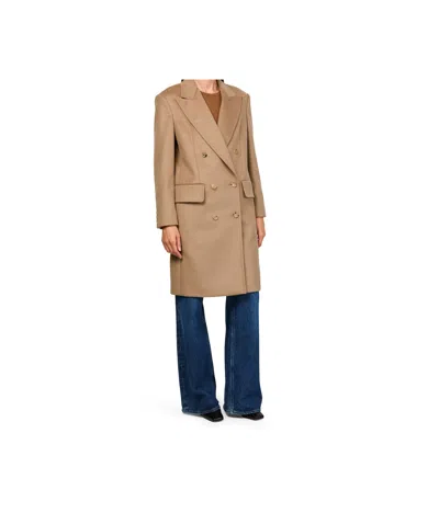 Max Mara Double-breasted Coat Featuring Pointed Lapels In Brown