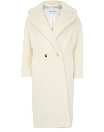 Max Mara Oversized Double-breasted Alpaca-wool Coat With Silk Base In White