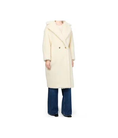 Max Mara Oversized Double-breasted Alpaca-wool Coat With Silk Base In White