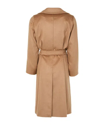 Max Mara Long Belted Coat In Brown