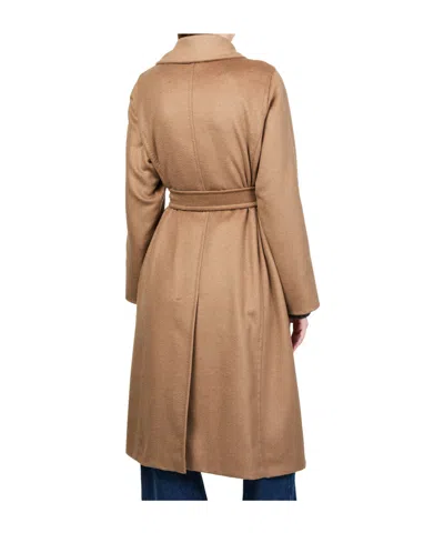Max Mara Long Belted Coat In Brown