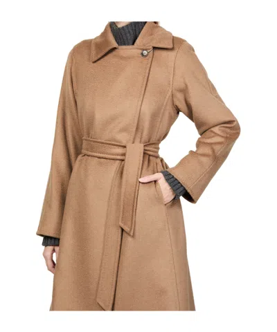 Max Mara Long Belted Coat In Brown