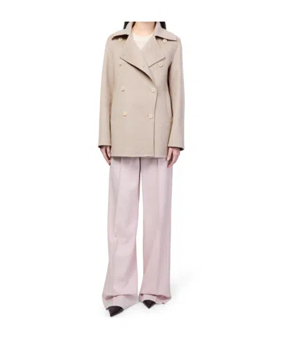 Max Mara Double-breasted Coat In Pink