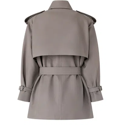 Max Mara Short Oversize Trench Coat In Gray