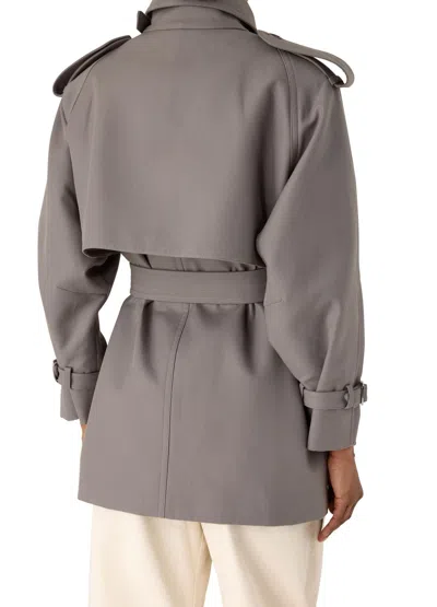 Max Mara Short Oversize Trench Coat In Gray