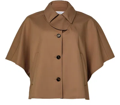 Max Mara Single-breasted Cape In Brown