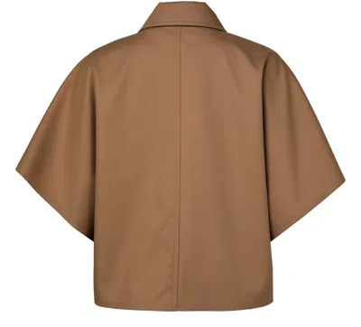Max Mara Single-breasted Cape In Brown
