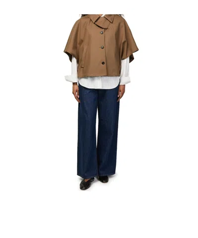 Max Mara Single-breasted Cape In Brown