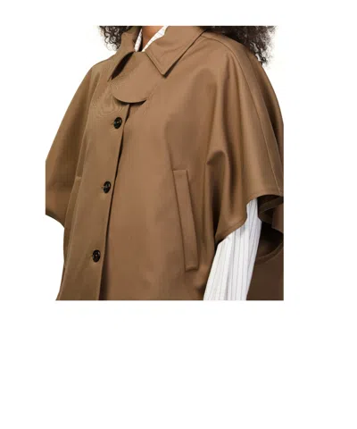 Max Mara Single-breasted Cape In Brown