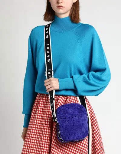 Marni Solid Color Velvet Small Bag In Blue