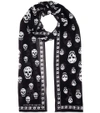Alexander Mcqueen Skull Print Silk Crepe Scarf In Ivory