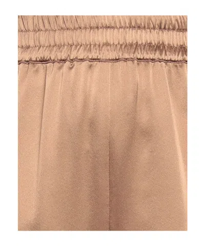 Max Mara Solid Color Satin Shorts In Brown
