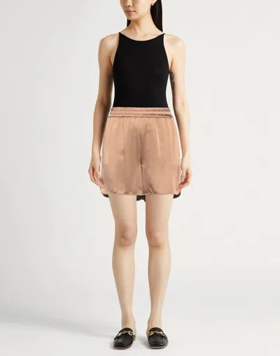 Max Mara Solid Color Satin Shorts In Brown