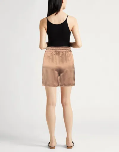 Max Mara Solid Color Satin Shorts In Brown