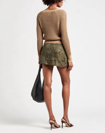 Diesel Solid Color Stretch Flared Skirt In Green
