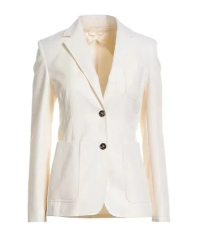 Max Mara Single-breasted Cotton Blazer In White