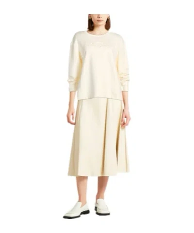 Max Mara Crew Neck Long-sleeve Sweatshirt In White