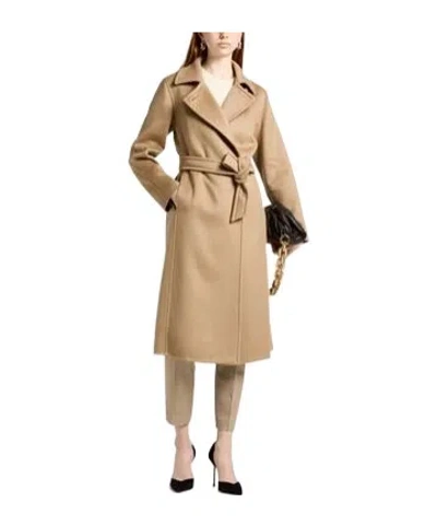 Max Mara Colored Long Wool Coat In Nude