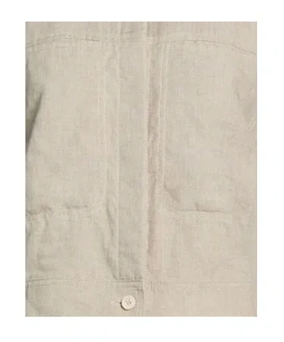 Max Mara Woman Jacket Khaki Size 12 Linen In Nude