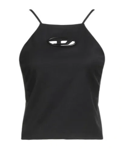 Diesel Solid-colored Short Top In Black