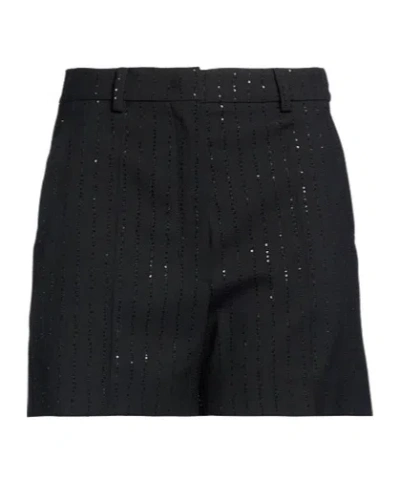 Max Mara Pianoforte Black Shorts With Pinstripe-effect Micro Sequins In Black