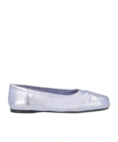 Marni Nappa Leather Seamless Little Bow Ballet Flat In Blue