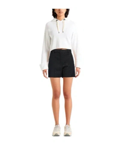 Max Mara Pianoforte Black Shorts With Pinstripe-effect Micro Sequins In Black