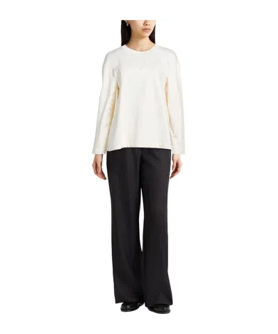 Max Mara Crew Neck Long-sleeve Sweatshirt In White