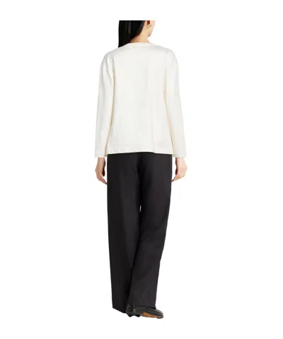 Max Mara Crew Neck Long-sleeve Sweatshirt In White