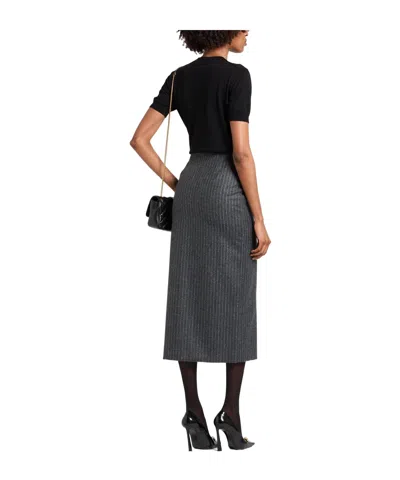 Saint Laurent Solid Wool Knit Sweater In Black