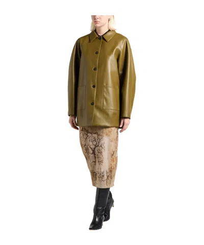 Max Mara Solid Color Full-length Jackets In Green