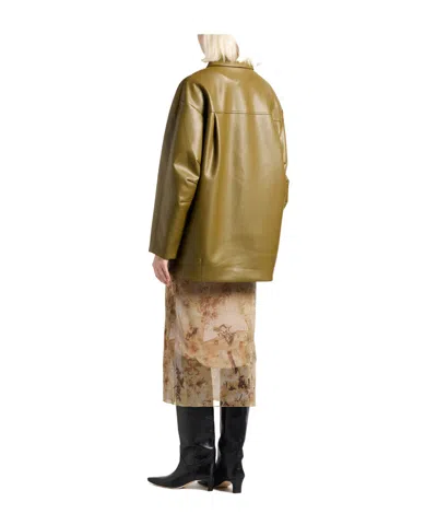 Max Mara Solid Color Full-length Jackets In Green