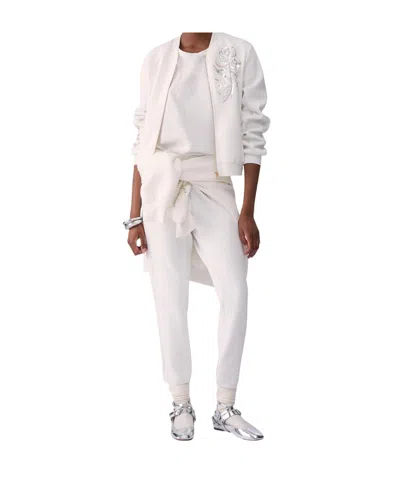 Liu •jo Liu Jo Zip-up Embellished Sweatshirt In White