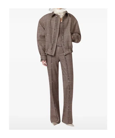 Giuseppe Di Morabito Houndstooth Zip Short Jacket In Brown