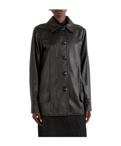Anna Sui Paneled Leather Jacket In Black