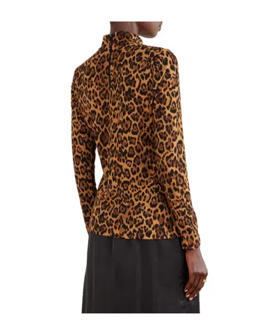 Anna Sui Leopard-print Turtleneck Sweater In Brown