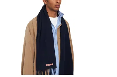 Acne Studios Rectangular Scarf With Fringes In Black