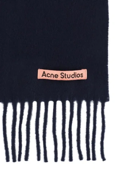 Acne Studios Rectangular Scarf With Fringes In Black