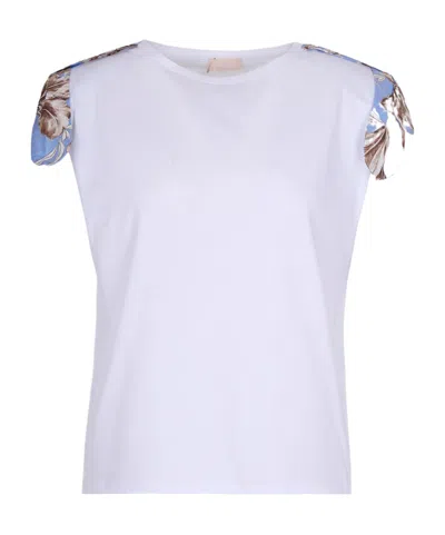 Liu •jo T-shirt Bianca Con Inserti Floreali In White