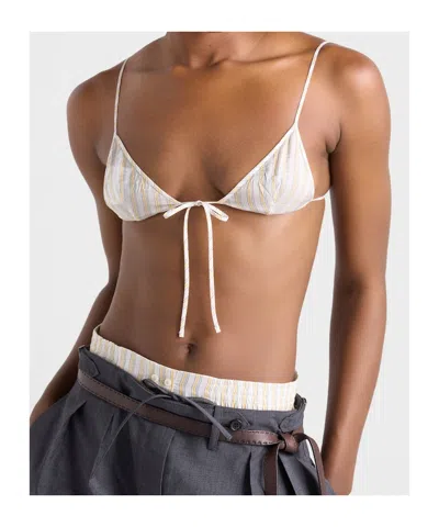 Prada Striped Bra In Neutral