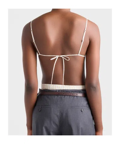 Prada Striped Bra In Neutral