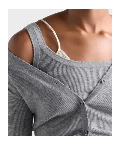 Prada Striped Bra In Neutral