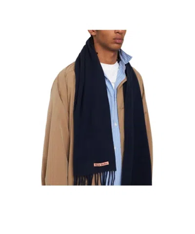 Acne Studios Rectangular Scarf With Fringes In Black