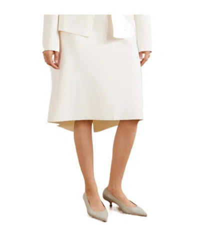 Aeyde Squaretoe Lowheel Leather Pumps In White