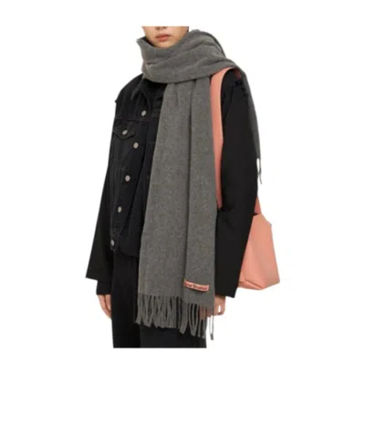 Acne Studios Rectangular Scarf With Fringes In Black