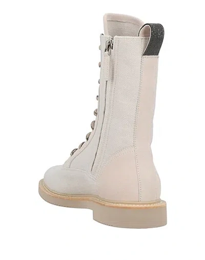 Brunello Cucinelli Bead-embellished Canvas Combat Boots In Multi
