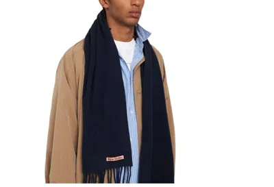 Acne Studios Rectangular Scarf With Fringes In Black