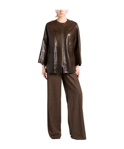 Max Mara Solid Color Jackets In Brown