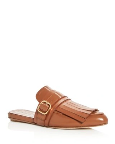 Shop Marni Sabot Kilty Fringe Pointed Toe Mules In Brown